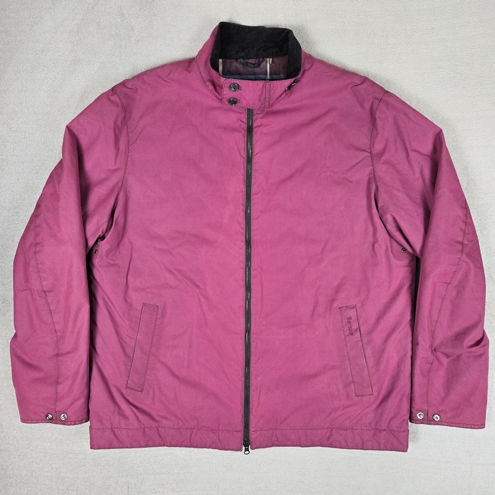 Barbour Barnby Wax Jacket Mens 2XL Full Zip Waterproof Purple Country Biker Coat